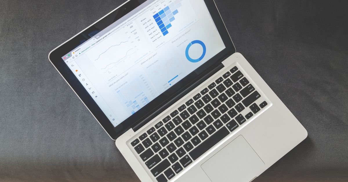 A laptop showing analytics data